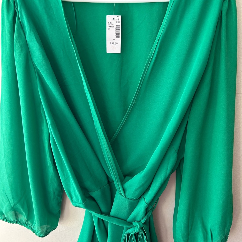 Vibrant Green Wrap blouse